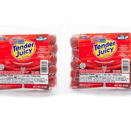 LuzViminda | Authentic Filipino StorePurefoods Tender Juicy Hot Dog, Regular, Frozen 12 oz, 2 Packs, Filipino Favorites
