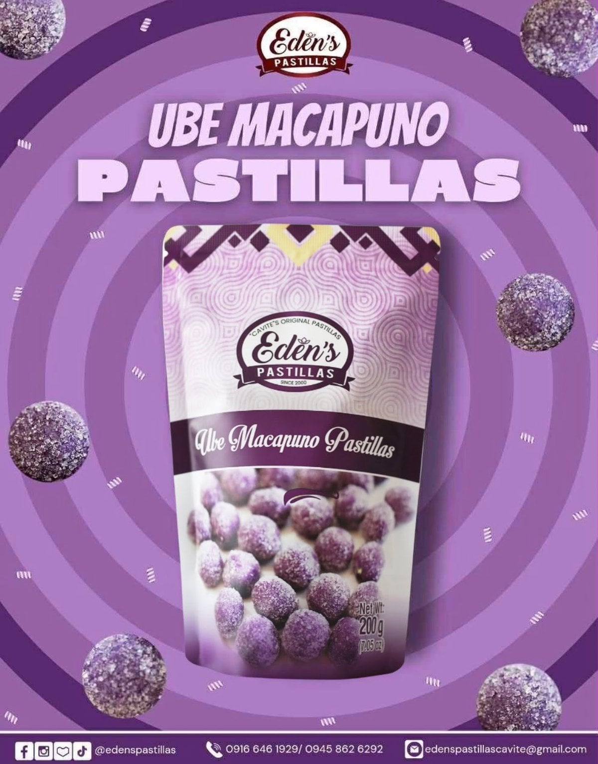 LuzViminda | Authentic Filipino StoreEden Pastillas Ube Macapuno 200g
