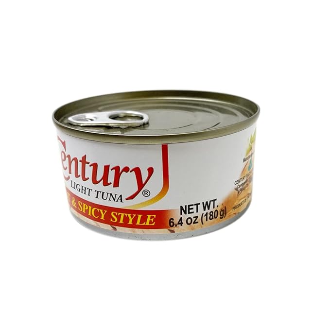 LuzViminda | Authentic Filipino StoreCentury Tuna Hot & Spicy Flaked Light Tuna in Oil | High in Protein and Rich in Omega 3 DHA Canned Tuna, 4.9 Ounce (Pack of 6)